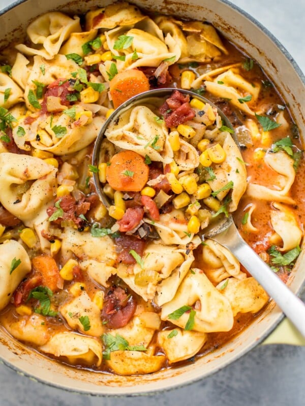 This vegetarian tortellini soup is simple, hearty, cozy, and comforting. A pot of this is ready in only 45 minutes! 
