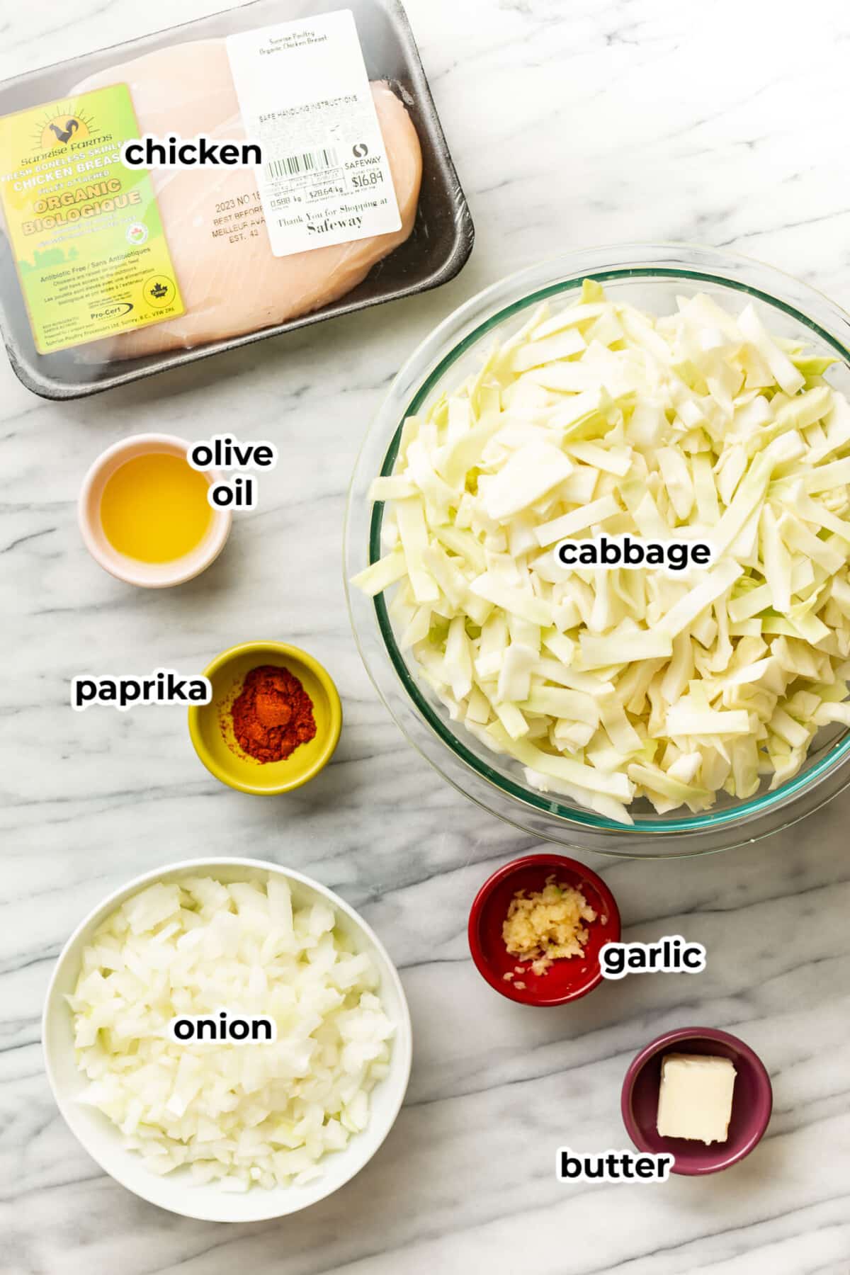 ingredients for chicken and cabbage stir fry