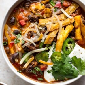 This beef and black bean chili recipe is quick, easy, and the whole family will love it.