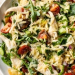 lemon orzo salad close-up