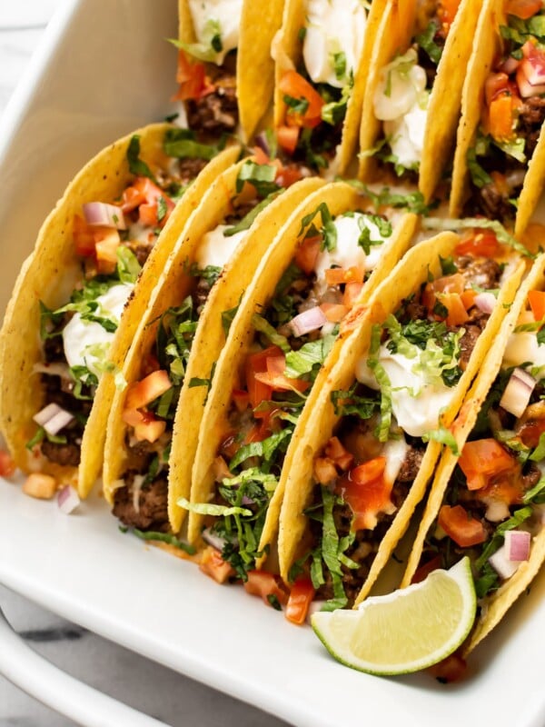 baked beef tacos close-up