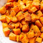 a bowl of roasted sweet potatoes