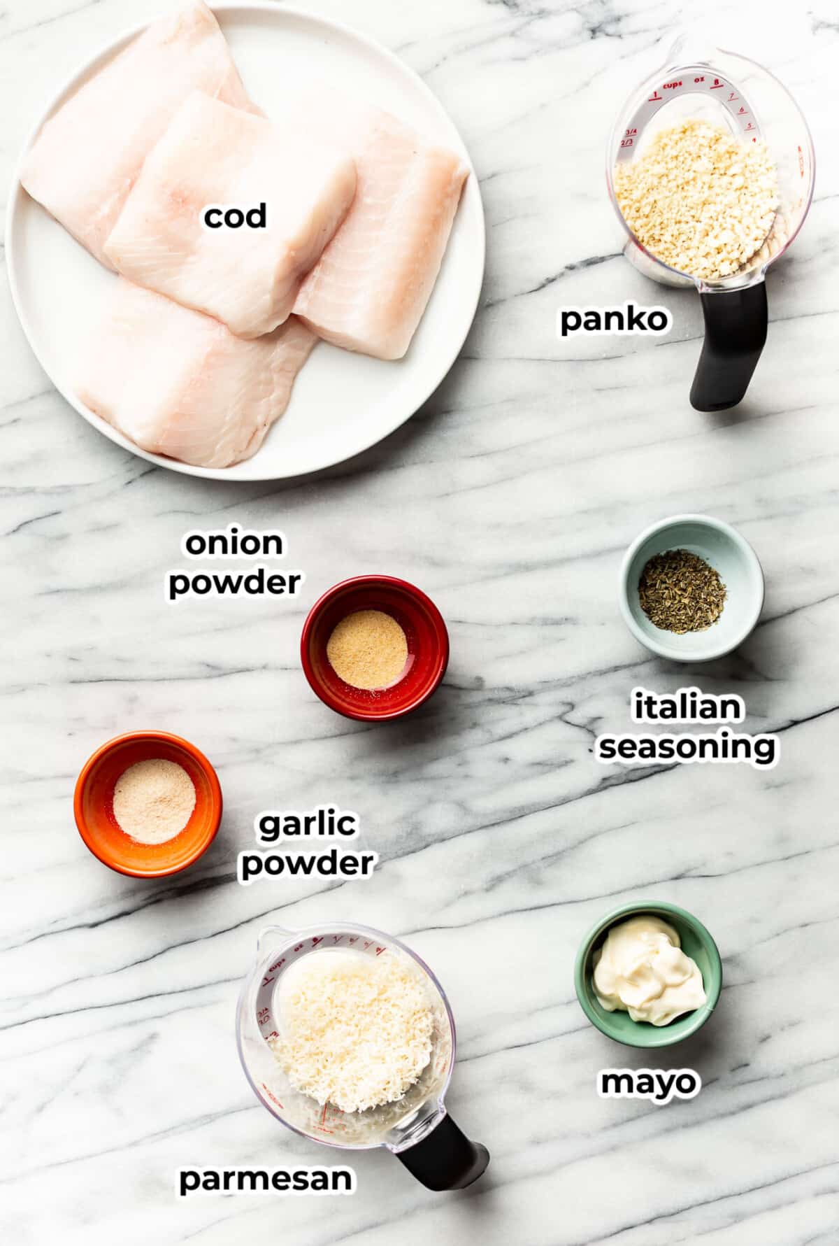 ingredients for parmesan panko baked cod